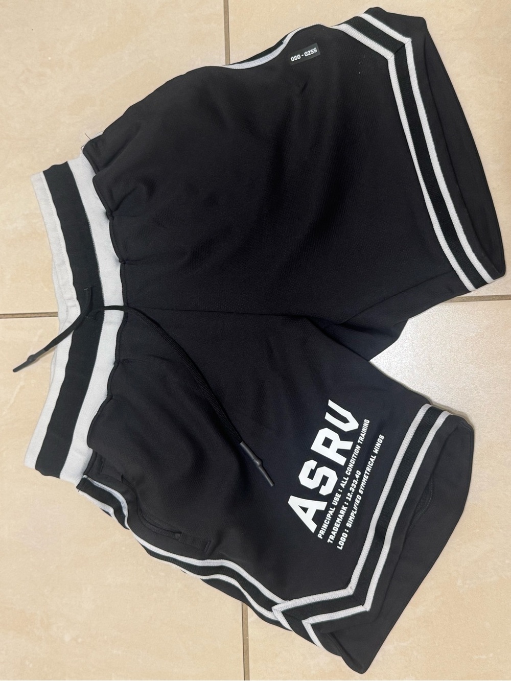 ASRV Black Athletic Shorts with White Stripe Trim - Picture 2 of 4